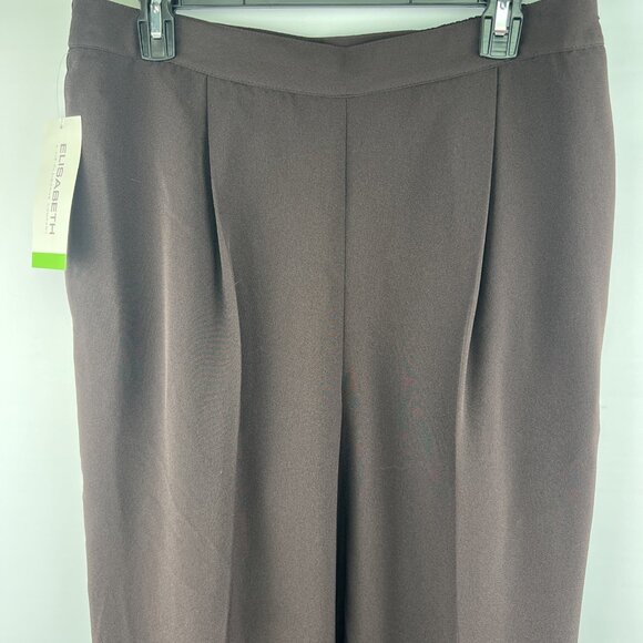 Liz Claiborne Sz 14 Brown Polyester Lined Slacks Pleated Classic Solid - Picture 3 of 9